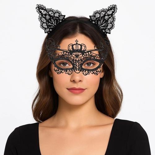 BFS Parti Gecesi Siyah Dantel Maske Ve Taç Seti 9 No