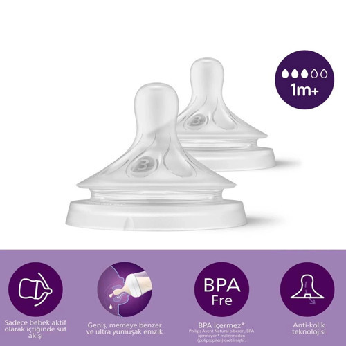 BFS Avent Doğal Tepkili Natural Response 2'Li Biberon Emziği No:3 1+ Ay