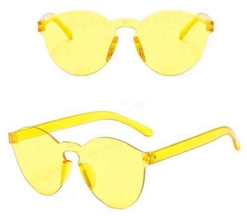 BFS Sert Mika Oval Şekilli Çerçevesiz Sarı Gözlük Retro Parti 5x14 Cm