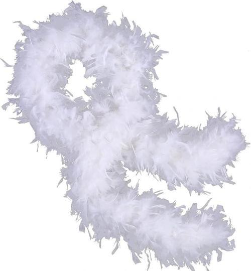 Beyaz Renk Kabarık Kalın Otriş Boa Tüy 6 Cm Genişlik 180-200 Cm Uzunluk