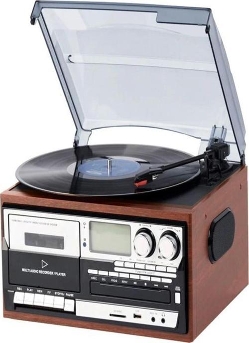 Hepsi Bir Arada Elektrikli Vintage Plak Çalar Cd Çalar Kaset Usb Bluetooth Tf Aux Kumandalı Pikap
