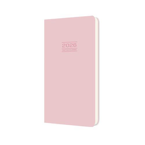 Keskin 2026- 8*16 Ciltli Haftalık Cep Ajandası - Pembe
