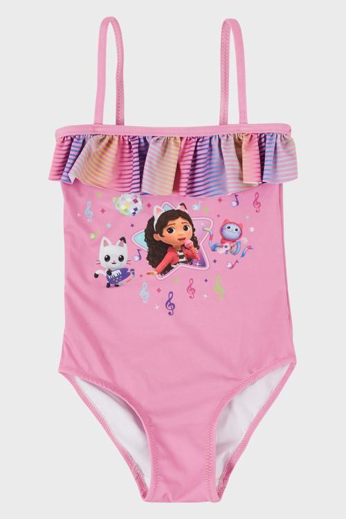 Gaby Desenli Fırfırlı Çabuk Kuruyan Kız Çocuk Mayo SM2512120000 PEMBE