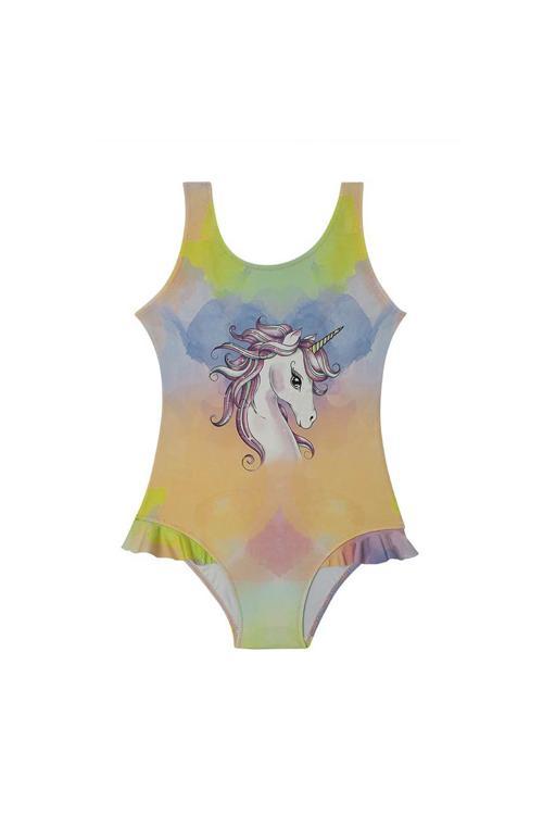 Fırfırlı Çabuk Kuruyan Royal Unisex Çocuk Mayo SM21110164 MAVİ-SARI