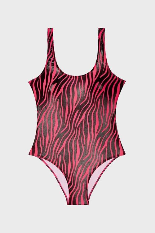 Sia Kalın Askılı Kolay Kuruyan Uv Korumalı Baskılı Bayan Mayo SM22140038 SİYAH-PEMBE