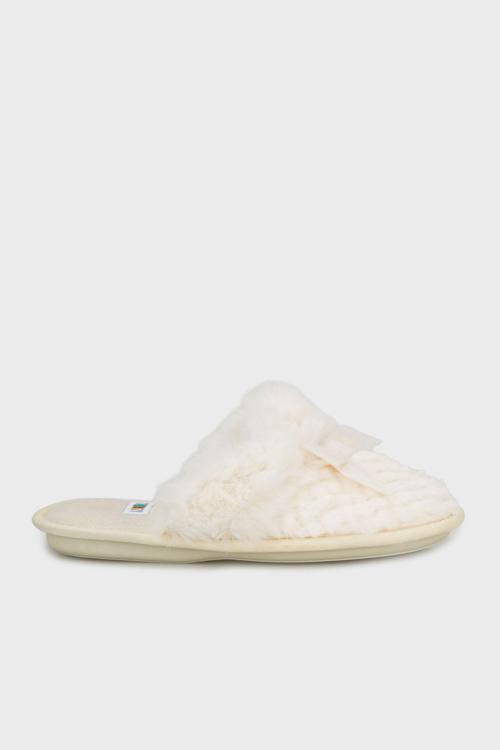 Tw Antika Kurdele Detaylı Tüylü Bayan Terlik GG0160 BEJ