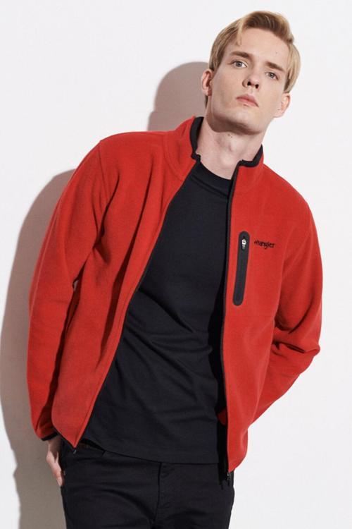 Regular Fit Fermuarlı Dik Yaka Erkek Polar W212981600 600 KIRMIZI