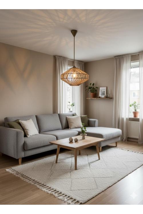 Doğal el yapımı Bohem-Rustik-Modern-Jüt-Yapımı Sarkıt Avize