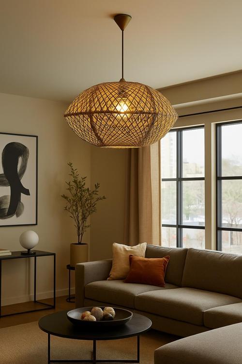 Bohem,Rustik,Modern,Hasır,Jüt,Doğal,El Yapımı Sarkıt Avize