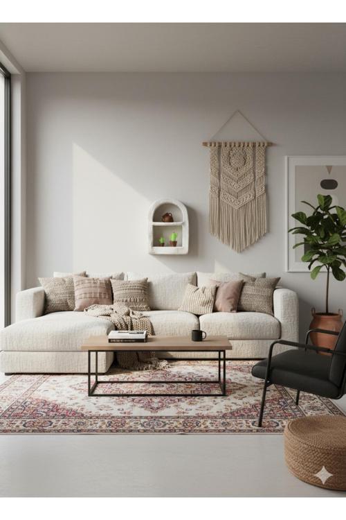 İskandinav / Bohem Beton Duvar Rafı, Beton Duvar Nişi 2 Gözlü 43X31X15 Cm