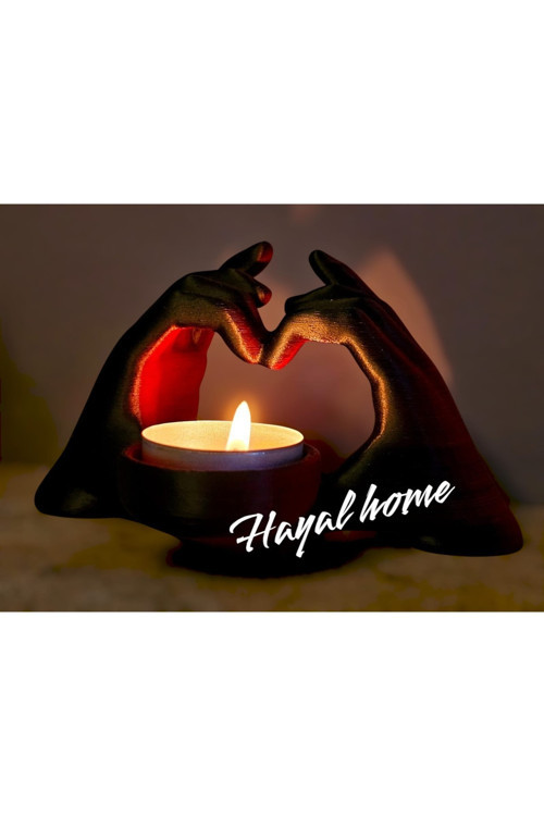 Kalp Yapan El Figürlü Mumluk/Tealight Kalp
