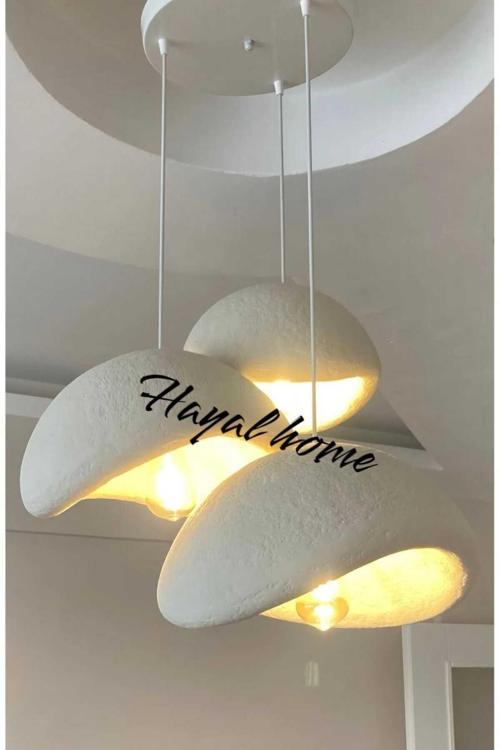 İskandinav 3 Lü Sarkıt Avize Orijinal Beton Avize 30/35/40 Cm Tam Takım