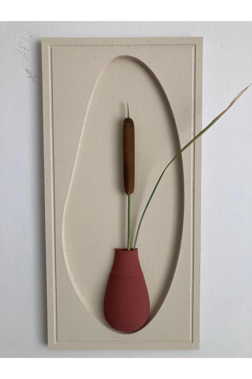 İskandinav Tarzı 3 Boyutlu Duvar Vazolu Tablo / Duvar Vazolu Dekoratif Tablo 78X40 Cm