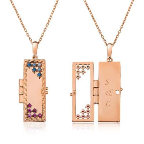 gümüş Rose Kapaklı Kişiye Özel Kolye