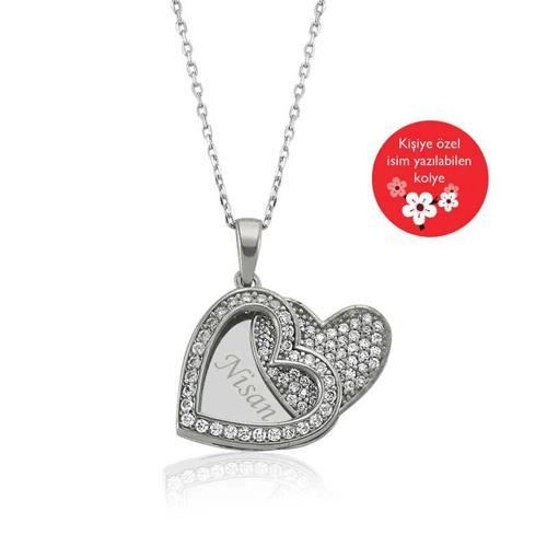 Gümüş İsimli Kalp Bayan Kolye