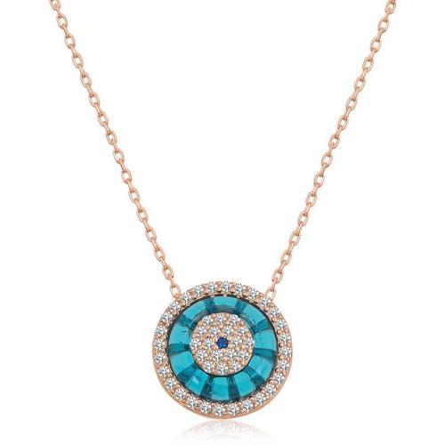 Gümüş Rose Camgöz Nazar Bayan Kolye