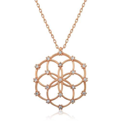 Gümüş Rose Yaşam Çiçeği Kolye