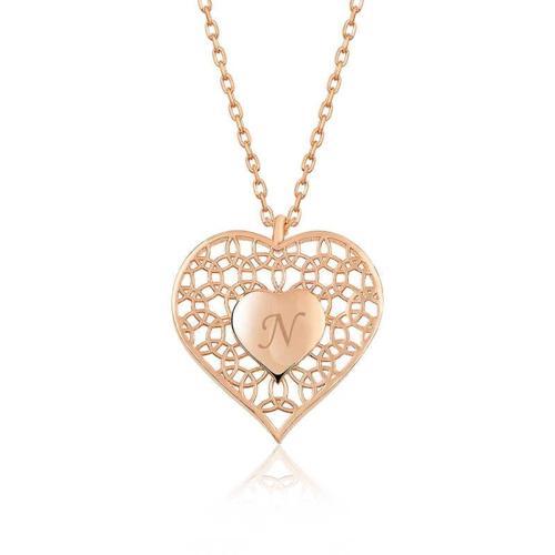 ​gümüş Rose Kişiye Özel Kalbin İçinde Kalp Bayan Kolye