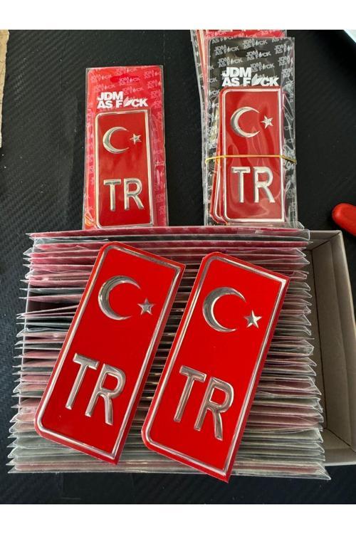 Tr Plaka Arması Kırmızı 2’Li Damla Etiket Sticker +Aa Kalite