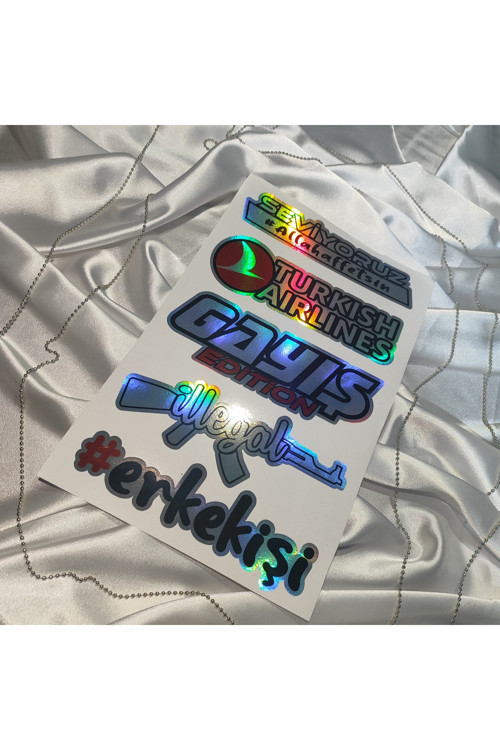 Hologramlı Arka Cam Sticker Ayrı Ayrı Yapıştırılabilir.Oto-Moto Bisiklet Uyumlu