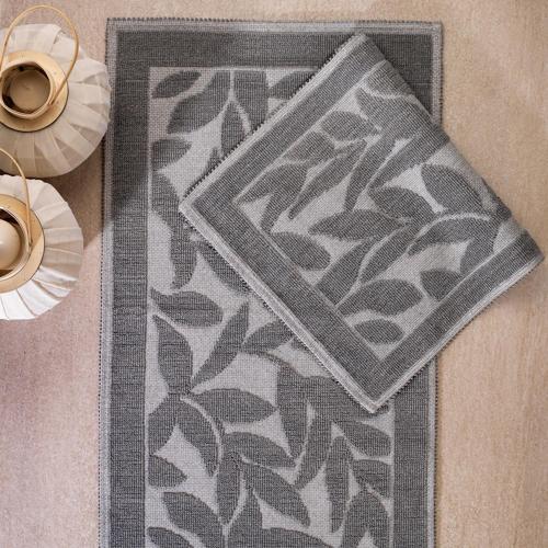 Home Leaf 2 li Banyo Paspası-Gri