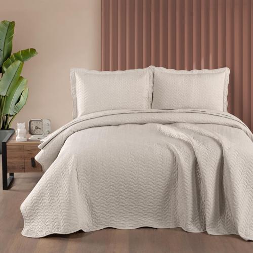 Home Elegance Yatak Örtüsü Seti 3 Parça-Bej