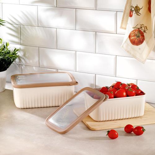 Ashley 2 li Dikdörtgen Derin Saklama Kabı-Krem