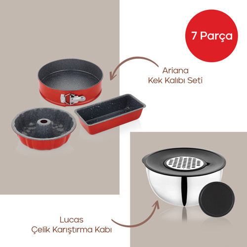 3 Lü Kek Kalıbı 4 Lü Çelik Karıştırma Seti 2