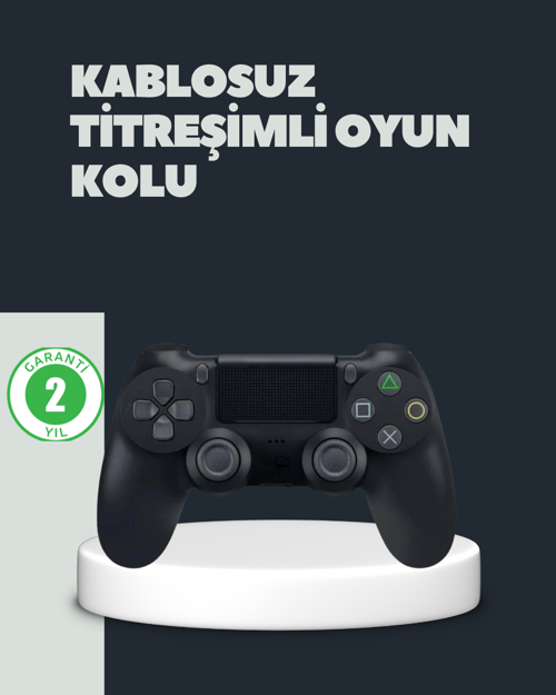 Kablosuz Titreşimli Oyun Kolu – PS4 Uyumlu Ergonomik Tasarım ve Uzun Pil Ömrü