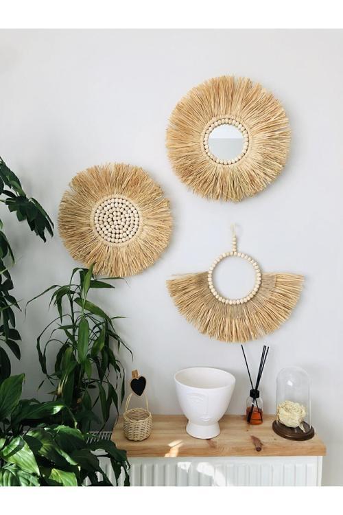 El Yapımı Hasır Rafya Duvar Süsü