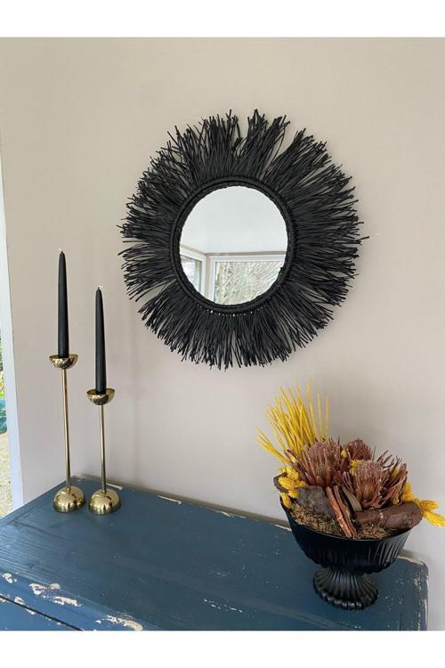 Rafya Ayna, Boho Ayna, Rafya Duvar Dekoru