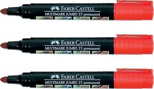Faber-Castell Markör Permanent Jumbo Kırmızı Kalem 3'lü