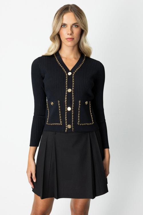 Kadın Zincirli Fitilli Hırka 60951 Siyah