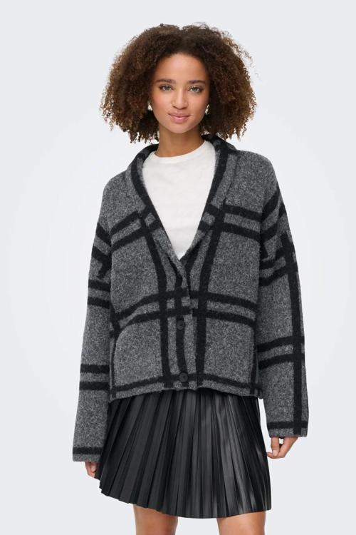 Kadın V-Neck Düğmeli V Yaka Yünlü Hırka 15354098 Koyu Gri