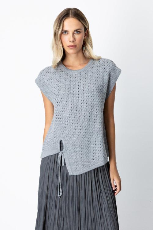 Kadın Önü Bağlamalı Süveter 65337 Gri