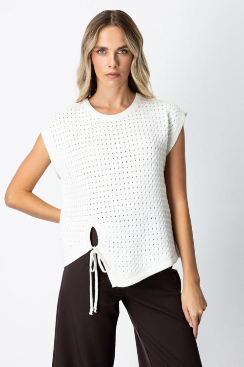 Kadın Önü Bağlamalı Süveter 65337 Ekru