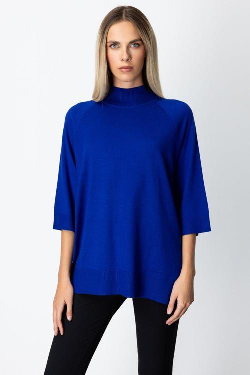 Kadın Arkası Düğmeli Truvakar Kol Kazak 65310 Saks