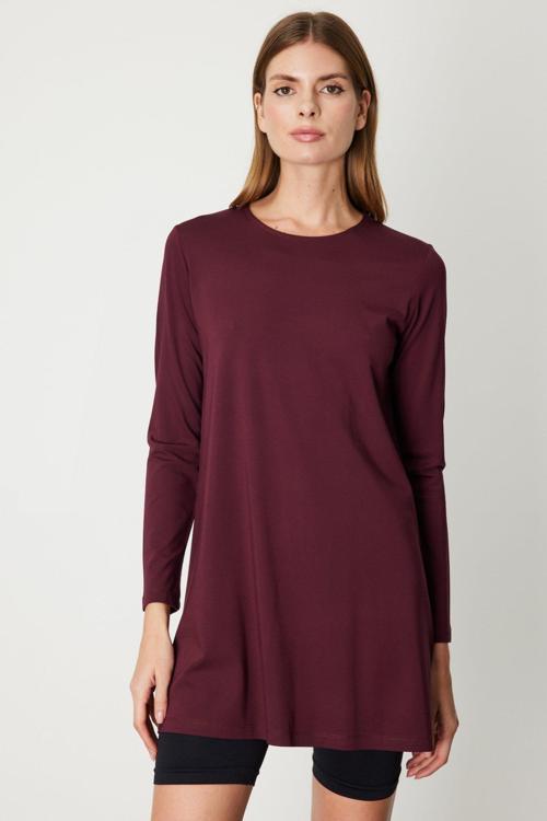 Kadın Uzun Kollu Basic Tunik 61421 Bordo