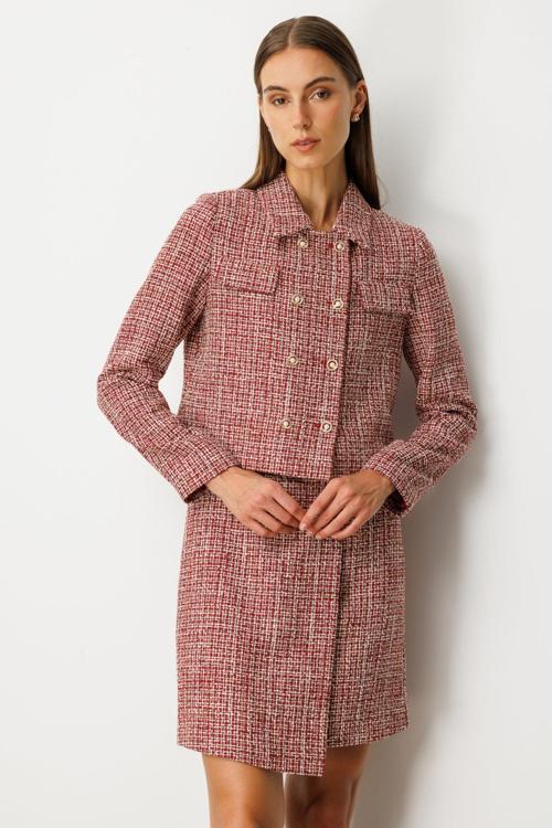 Kadın Düğmeli Tüvit Ceket 5045 Kırmızı