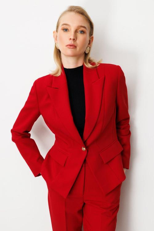 Kadın Kapak Cepli Vatkalı Ceket 5021 Kırmızı