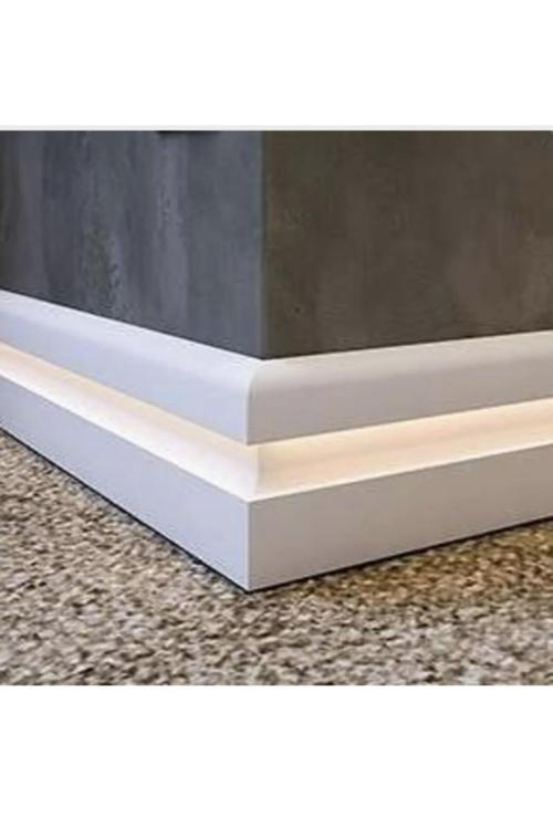 Yalı Serisi 12.5 Mt Lake Beyaz Led Kanallı Süpürgelik 12Cm Pvc Beyaz