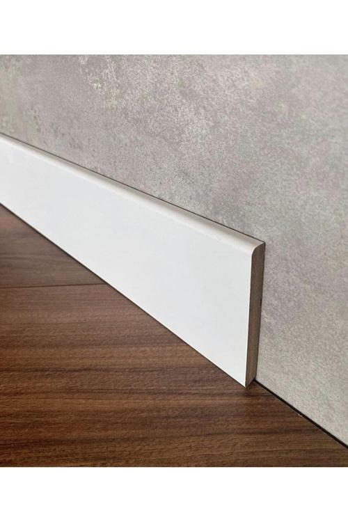 25Mt 8Cm Saten Beyaz Düz Model Folyo Laminat Parke Süpürgelik Model 10Mm