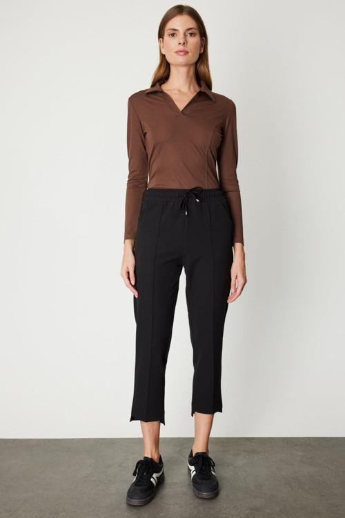 Kadın Önü Çimalı Dar Paça Eşofman Altı 64138 Siyah