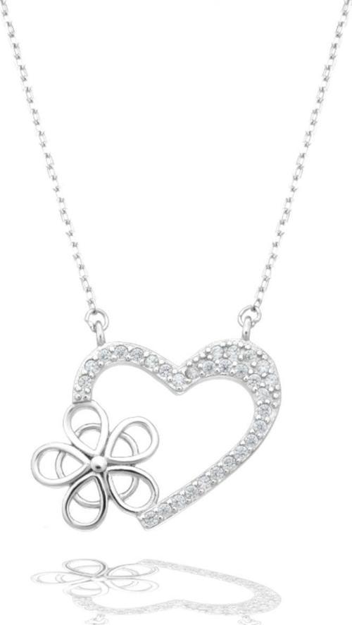 Luck Serisi Kalbimin Çiçeği Kalp Gümüş Kadın Kolye