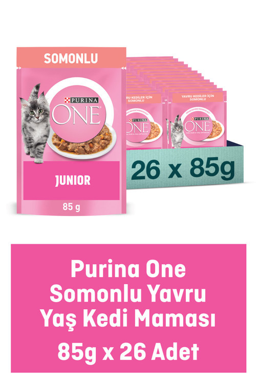 Junior Somonlu Yaş Yavru Kedi Maması 26x85g