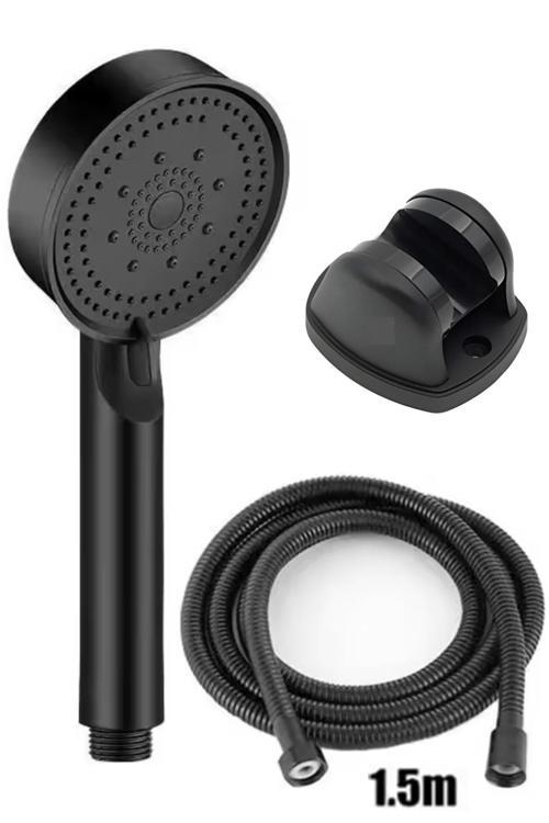 Siyah Duş Başlığı Seti – 5 Fonksiyonlu | Yüksek Basınçlı | Su Tasarruflu | Vidalı Mafsallı Montaj