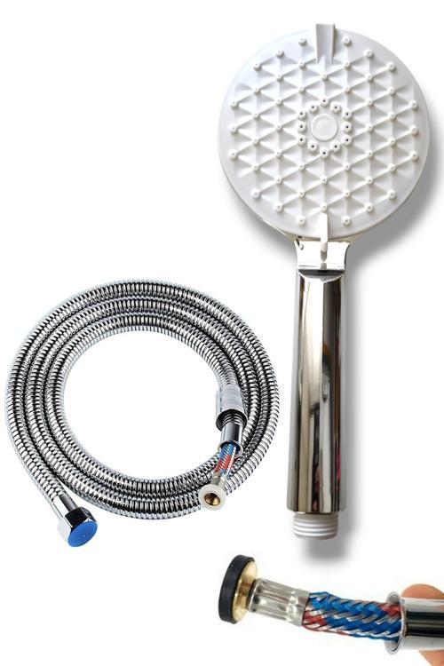 Süper Tayzikli Yıkama Modlu Duş Başlığı Seti 150 Cm Çelik Örgülü Güçlendirilmiş Hortum