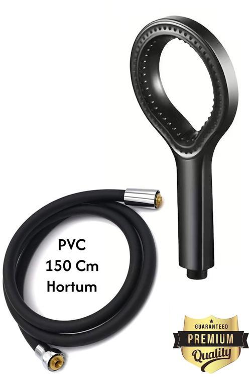 Siyah Soft Akışlı Duş Başlığı Seti – 2’Li Set (Duş Başlığı + Pvc Hortum) – Yüksek Basınçlı
