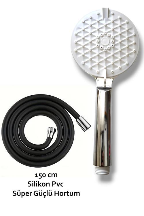 Dmt Duş Seti Duş Başlığı Ve 150 Cm Siyah Silikon Güçlendirilmiş Hortum