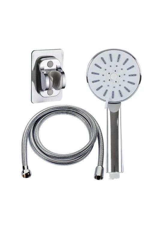 5 Fonksiyon Royal Duş Başlığı Kendinden Yapışkanlı Duş Askısı 1,5 Örgülü Krom Duş Hortumu Duş Seti